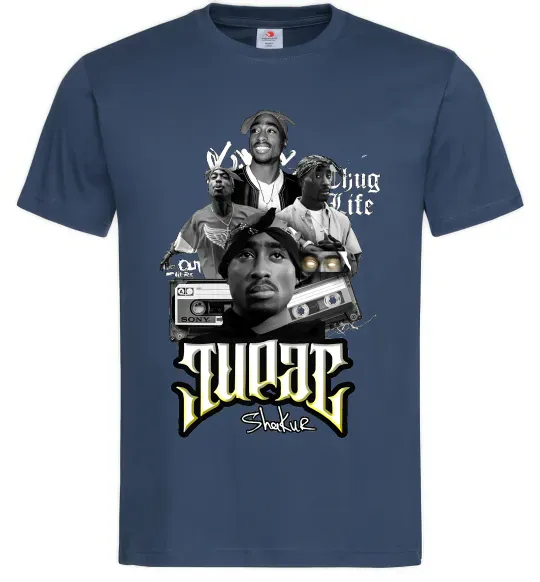 Мужская футболка Tupac Collage Темно-синий фото