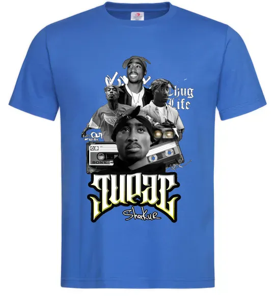 Мужская футболка Tupac Collage Ярко-синий фото