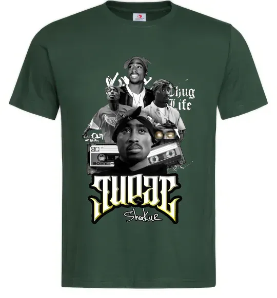Мужская футболка Tupac Collage Темно-зеленый фото