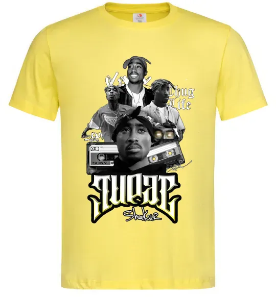 Мужская футболка Tupac Collage Лимонный фото