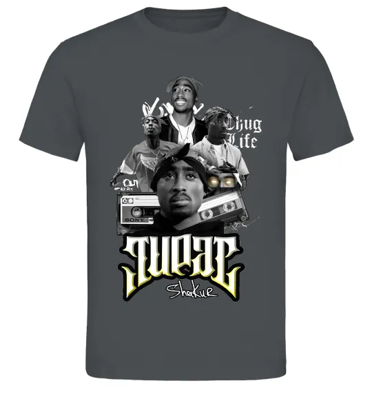 Мужская футболка Tupac Collage Графит фото