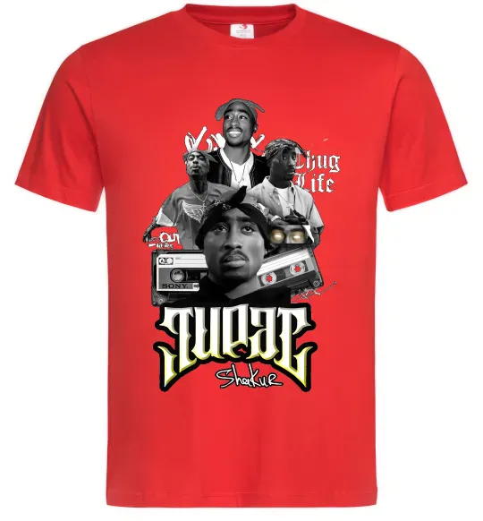 Мужская футболка Tupac Collage Красный фото