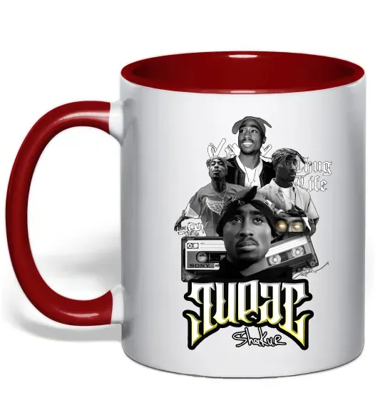 Чашка с цветной ручкой Tupac Collage Красный фото