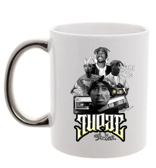 Чашка с цветной ручкой Tupac Collage Серебро фото