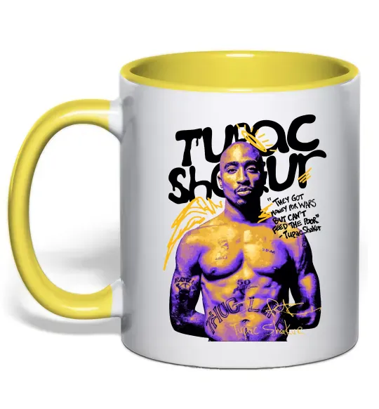Чашка с цветной ручкой Tupac Shakur they got money Солнечно желтый фото