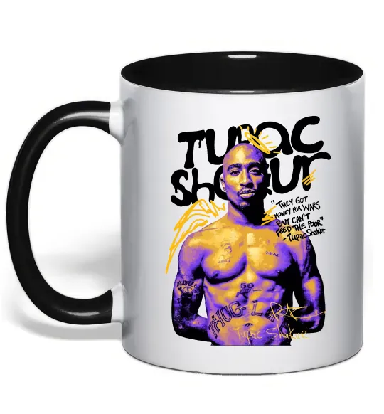 Чашка с цветной ручкой Tupac Shakur they got money Черный фото