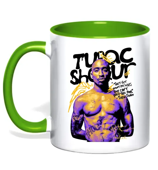 Чашка с цветной ручкой Tupac Shakur they got money Зеленый фото