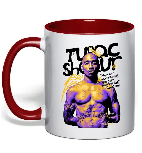 Чашка с цветной ручкой Tupac Shakur they got money Красный фото