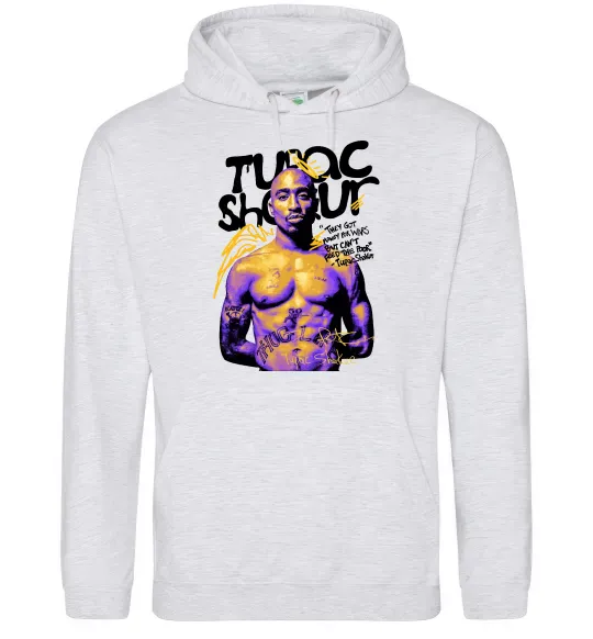Чоловіча толстовка (худі) Tupac Shakur they got money Сірий меланж фото
