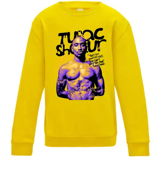 Детский Свитшот Tupac Shakur they got money Солнечно желтый фото