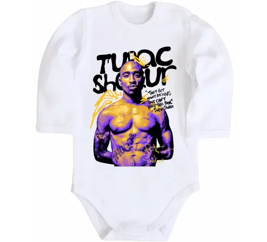 Детский боди Tupac Shakur they got money Белый фото