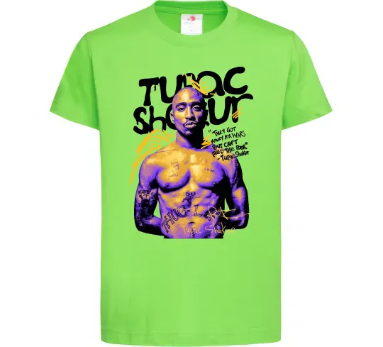 Дитяча футболка Tupac Shakur they got money Лаймовий фото