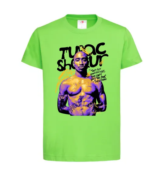 Дитяча футболка Tupac Shakur they got money Лаймовий фото