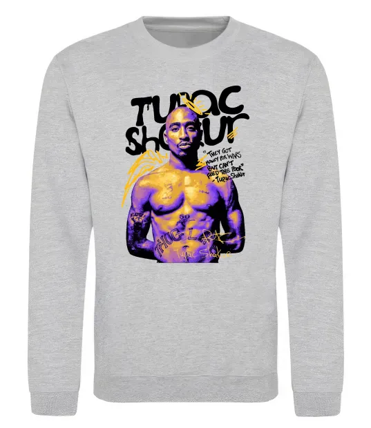 Світшот Tupac Shakur they got money Сірий меланж фото