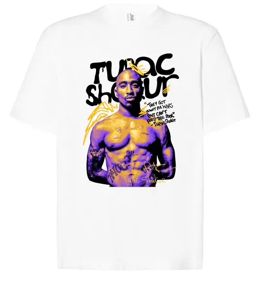 Футболка Оверсайз Tupac Shakur they got money Белый фото