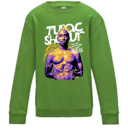 Детский Свитшот Tupac Shakur they got money Лаймовый фото