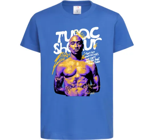 Дитяча футболка Tupac Shakur they got money Яскраво-синій фото
