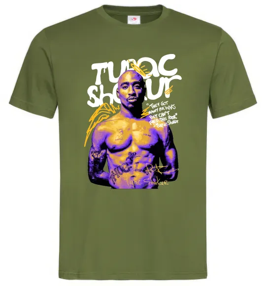 Мужская футболка Tupac Shakur they got money Оливковый фото