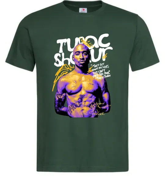 Мужская футболка Tupac Shakur they got money Темно-зеленый фото