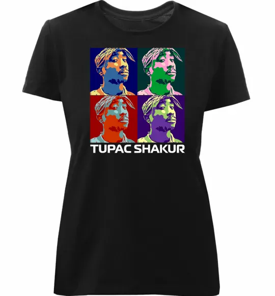 Жіноча преміум футболка Тупак Шакур арт Чорний фото