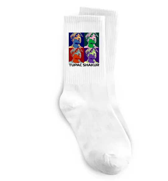 Носки Тупак Шакур арт Белый фото