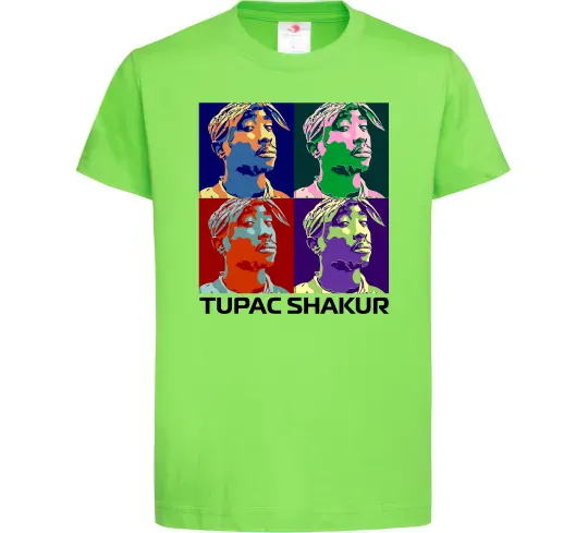 Дитяча футболка Тупак Шакур арт Лаймовий фото