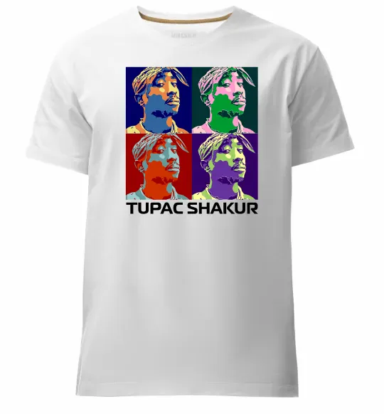Чоловіча преміум футболка Тупак Шакур арт Білий фото