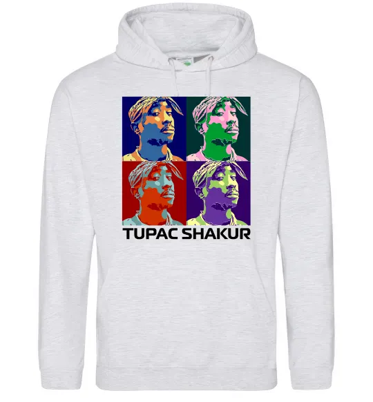 Женская толстовка (худи) Тупак Шакур арт Серый меланж фото