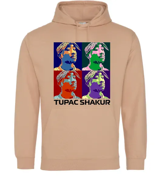 Женская толстовка (худи) Тупак Шакур арт Песочный фото