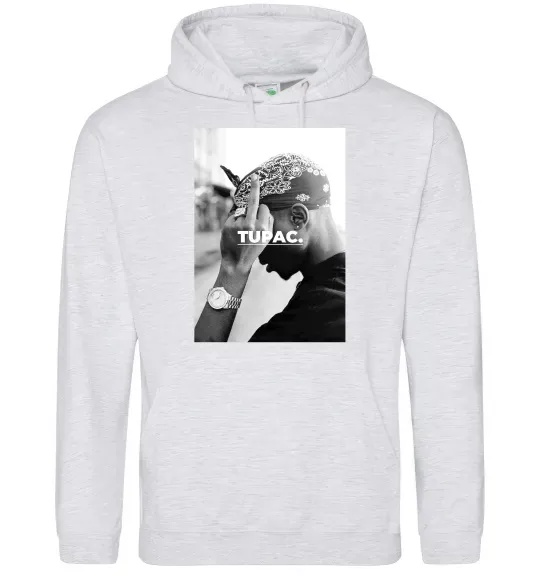 Чоловіча толстовка (худі) 2PAC Shakur Сірий меланж фото