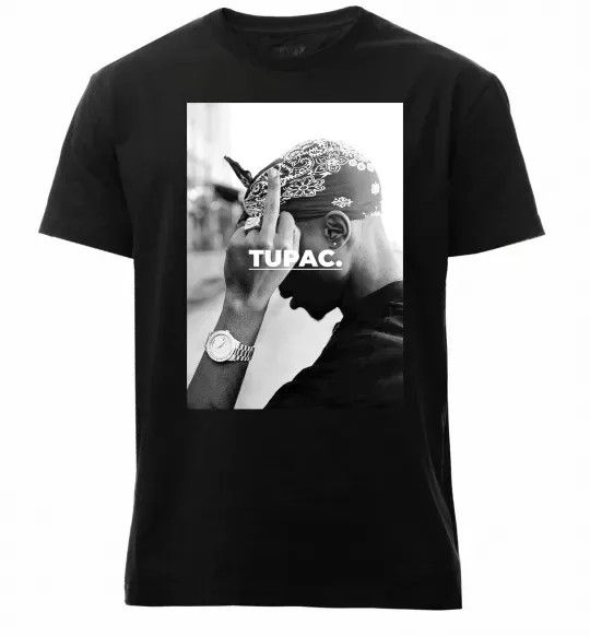 Чоловіча преміум футболка 2PAC Shakur Чорний фото