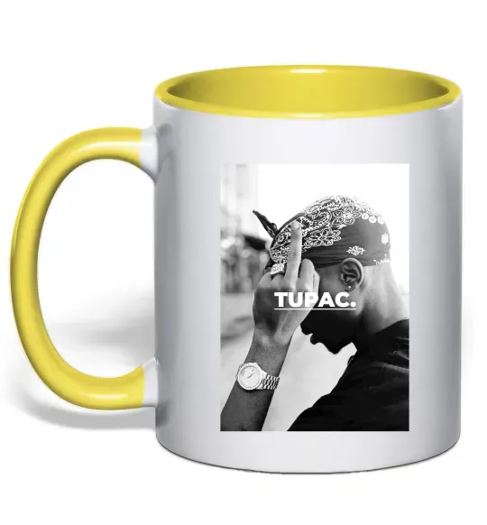 Чашка с цветной ручкой 2PAC Shakur Солнечно желтый фото