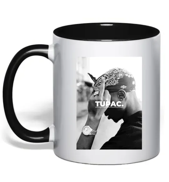 Чашка с цветной ручкой 2PAC Shakur Черный фото