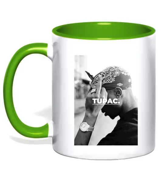 Чашка с цветной ручкой 2PAC Shakur Лаймовый фото