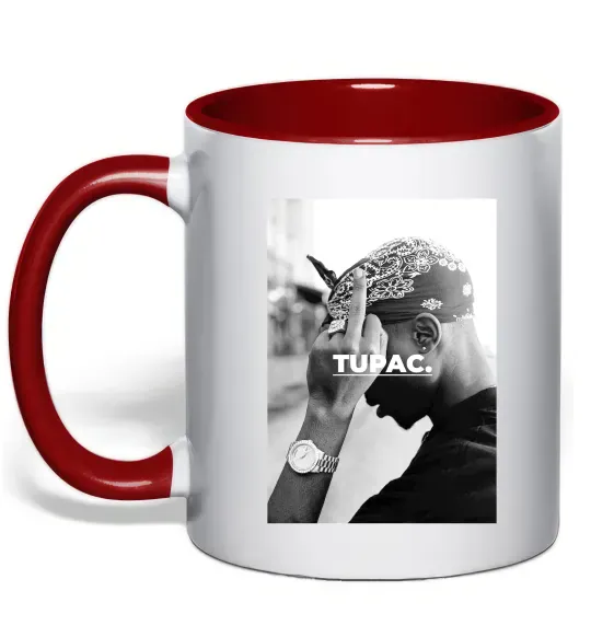 Чашка с цветной ручкой 2PAC Shakur Красный фото