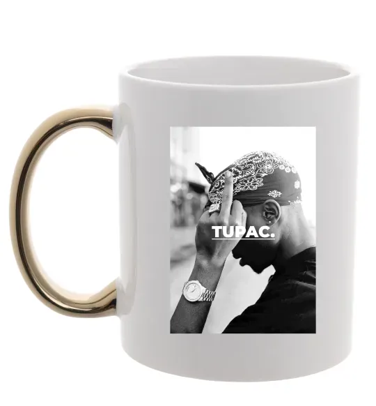 Чашка с цветной ручкой 2PAC Shakur Золото фото