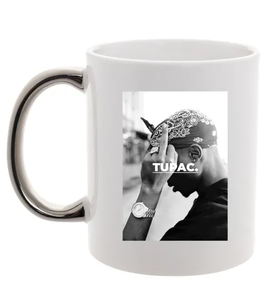 Чашка с цветной ручкой 2PAC Shakur Серебро фото