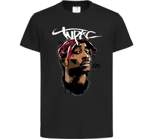 Дитяча футболка 2PAC graffiti Чорний фото