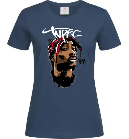 Женская футболка 2PAC graffiti Темно-синий фото