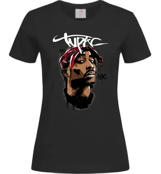 Женская футболка 2PAC graffiti Черный фото