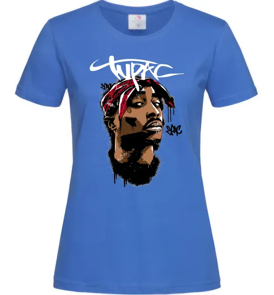 Женская футболка 2PAC graffiti Ярко-синий фото
