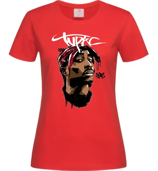 Женская футболка 2PAC graffiti Красный фото