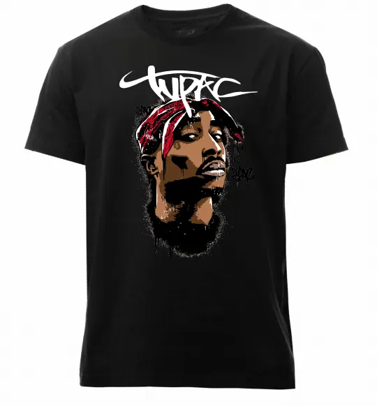 Мужская премиум футболка 2PAC graffiti Черный фото