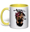 Чашка з кольоровою ручкою 2PAC graffiti Лимонний фото