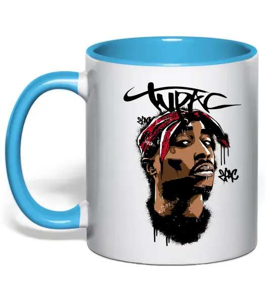 Чашка с цветной ручкой 2PAC graffiti Голубой фото