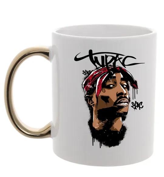 Чашка с цветной ручкой 2PAC graffiti Золото фото