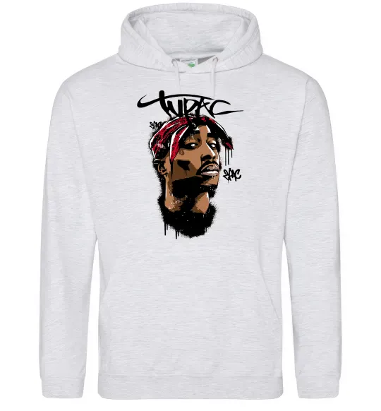 Чоловіча толстовка (худі) 2PAC graffiti Сірий меланж фото