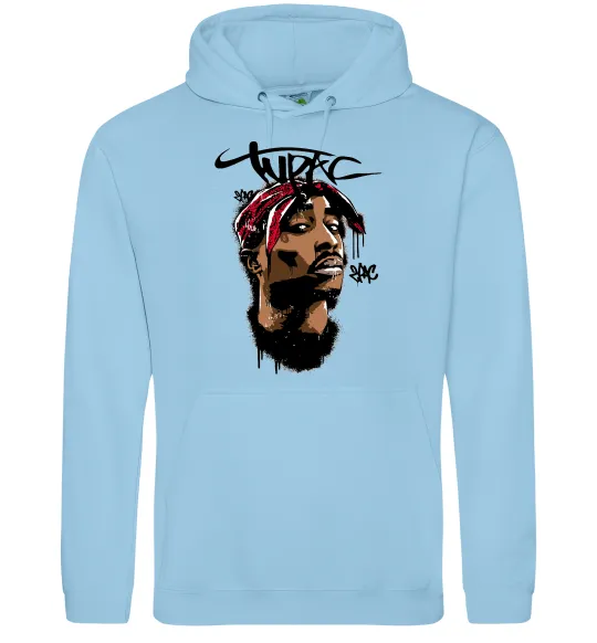 Чоловіча толстовка (худі) 2PAC graffiti Блакитний фото