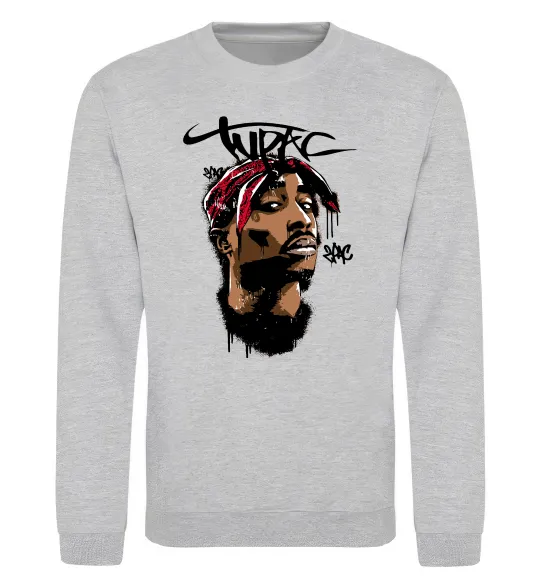 Свитшот 2PAC graffiti Серый меланж фото