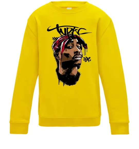 Детский Свитшот 2PAC graffiti Солнечно желтый фото